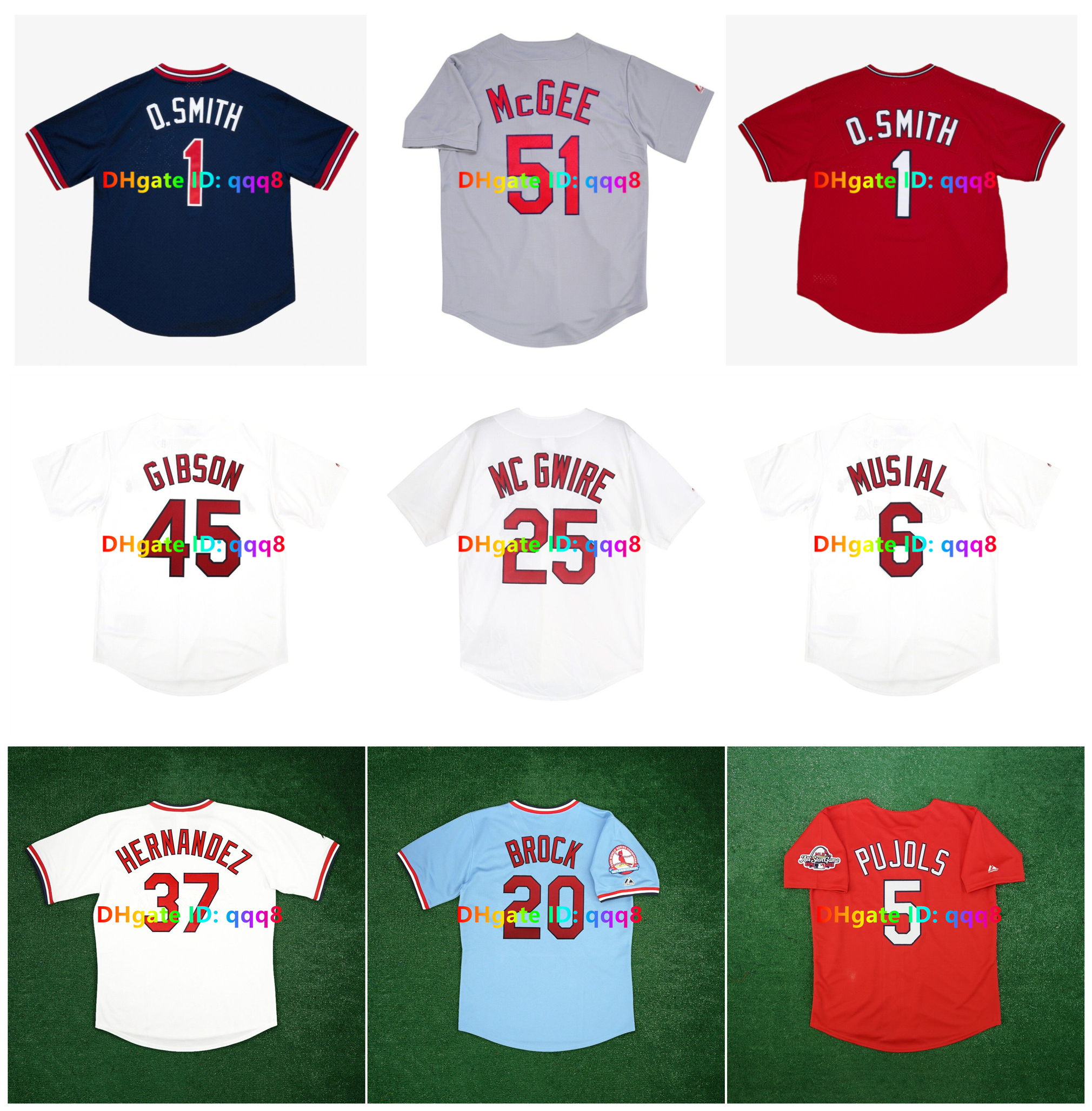 Mark 25 McGwire Albert Pujols Yadier Molina ST. Vintage Baseball Jersey Bob Gibson Ozzie Smith Adam Wainwright Keith Hernandez Stan Musial BOB UECKER McGee Size S-4XL