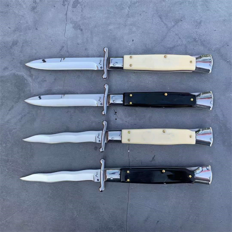 2025 new Italian Style Mirror Tactical Folding Knife EDC Hunting Knives 440C Blade Acrylic Handle Portable Outdoor Camping Survival Tools BM 535 565 3300 15006