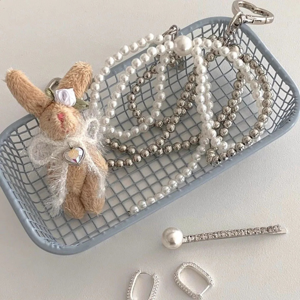Korean Sweet Pearl Butterfly Knot Keychain Heart Pendant Keychain Y2K Fashion Keychain Bracket 240914