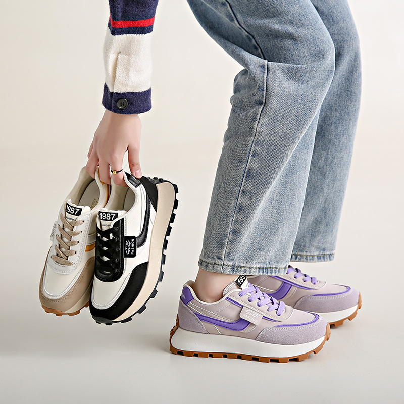 Women's Retro Running Shoes 2025 Autumn Edition - Thick Cushioned Sports Sneakers Korean Fashion Casual Footwear