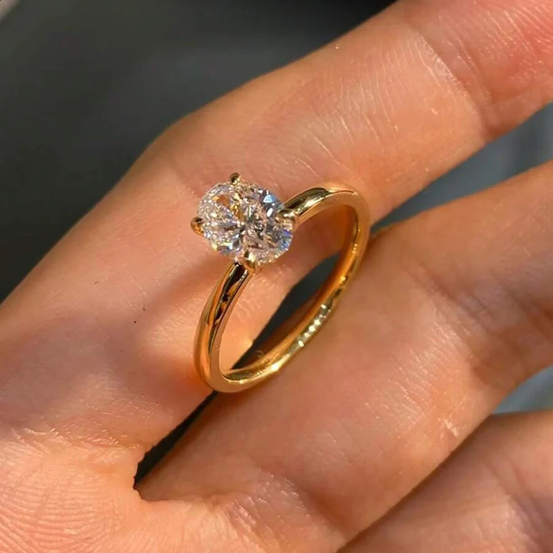 GRA 1-3CT 925 Sterling Silver Engagement Rings Oval Cut Solitaire Cubic Zirconia Wedding Promise Rings for Women Fine Jewelry 240903