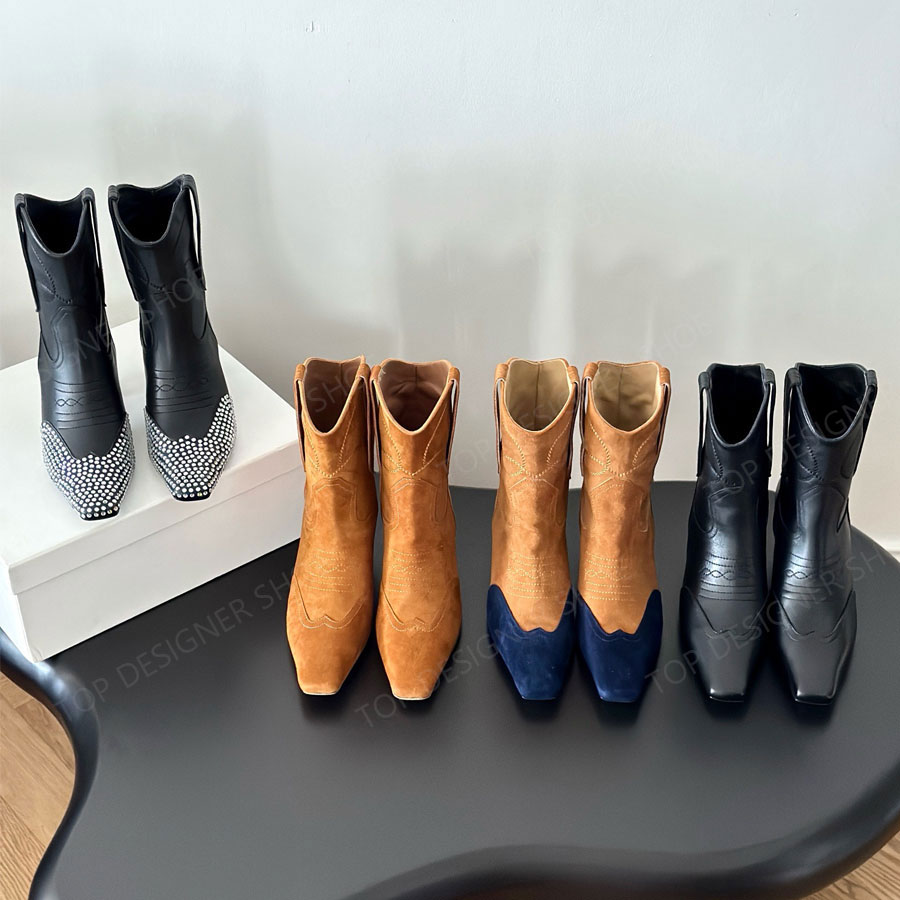 minimalism khaite boots square-toed Suede brown ankle boots Kitten heels Fashion Knight Boots womens Western for womens Luxury designer boots Factory footwear