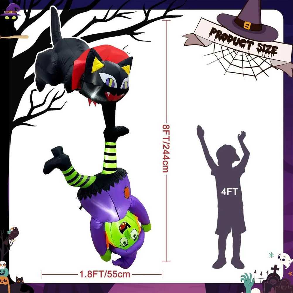 Halloween Ghost 8-foot Halloween Inflatable Outdoor Decoration Cat and Witch Halloween Blow molded Courtyard DecorationX240910