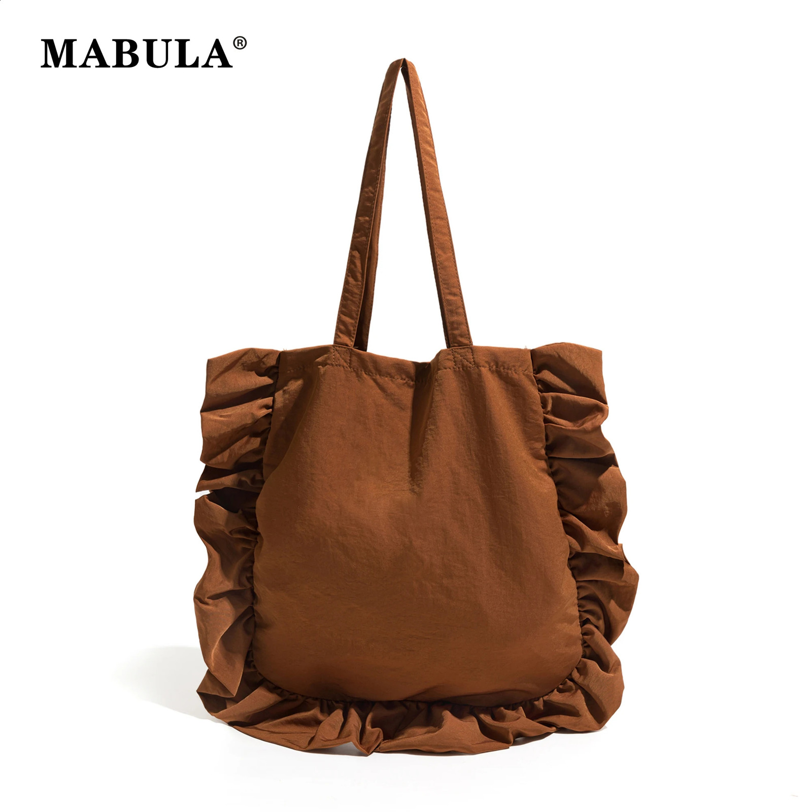 MABULA womens casual shopping handbag with pleated edges unique and ultrathin shoulder homeless wallet large capacity work 240910