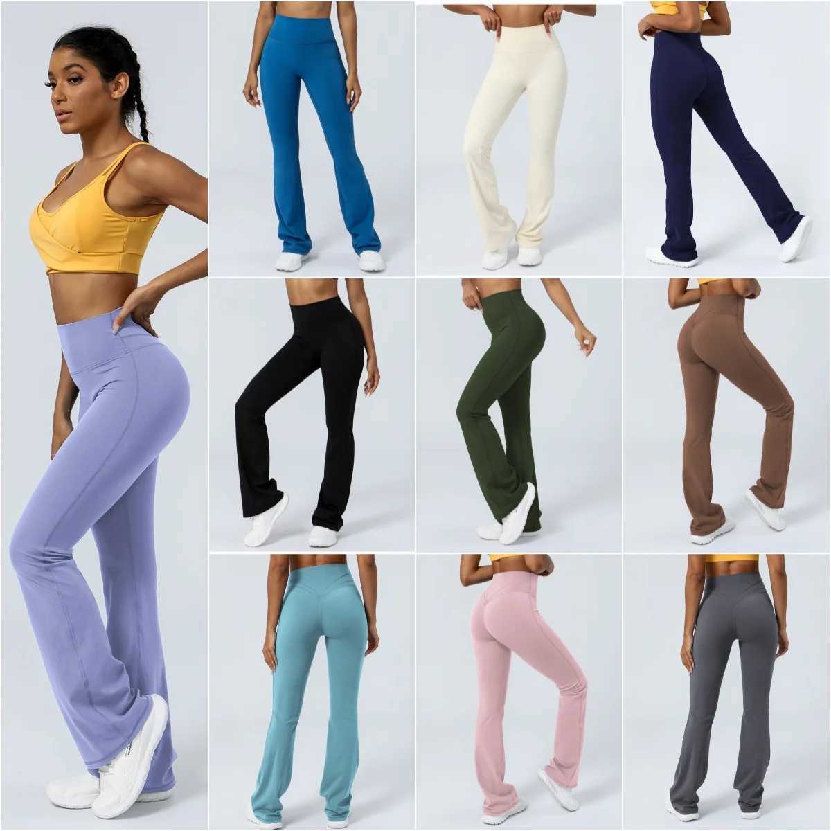 Women Yoga Pants 4 Way Stretch Tummy Control Workout Running Bell Bottom Leggings Long Bootleg Gym Flare Pants Women Sportswear M240910