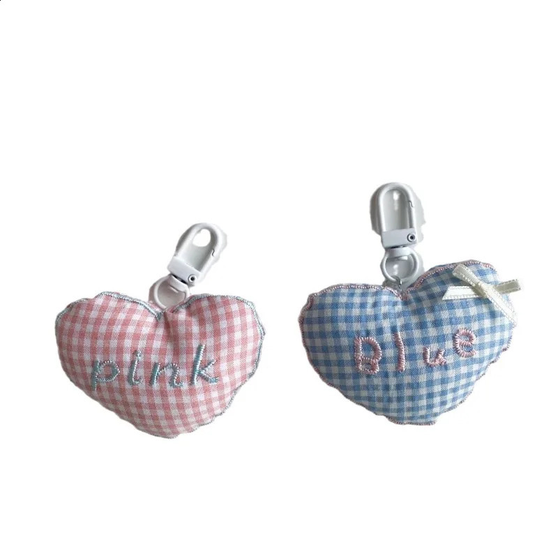 1 piece of sweet lace bow pendant fashionable korean heartshaped checkered keychain charm bag wallet accessories 240910 zhanyishengli