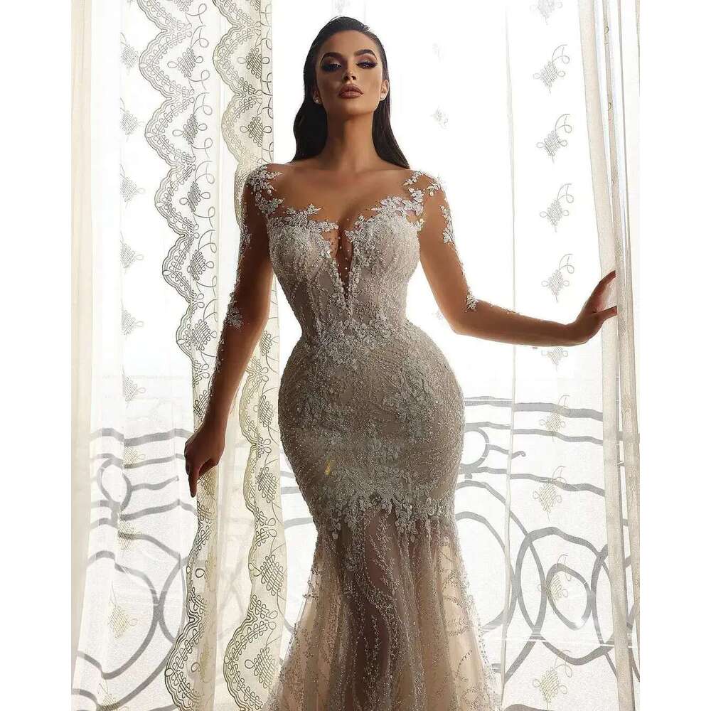 Mermaid Classic Wedding Appliques Sequins Bridal Gowns Long Sleeve Bride Dress Custom Made Vestido De Novia 6660311
