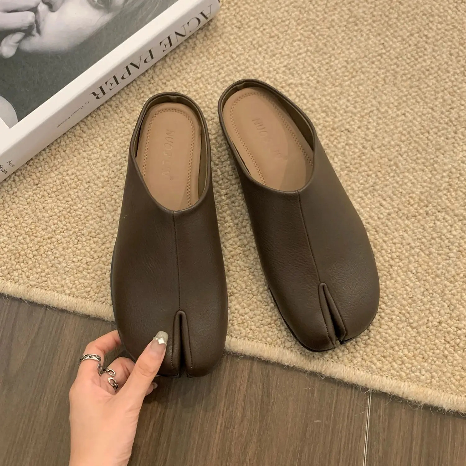 Bailamos Women Tabi Ninja Flats Split Slippers Round Toe Shallow Lazy Slip On Boat Mules Shoes Soft Loafers Mujer 240906