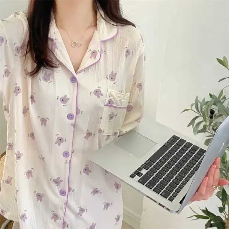 French Romantic Elegant Y2k Womens Autumn Pajamas Sweet Aesthetics Lazy Bubble Cotton Sleepwear 2024 New Fashion Lady LoungesX240910