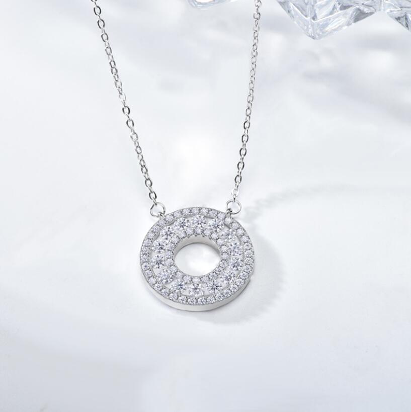 Sterg Sier Moissanite Dia Eternity Necklace for Women - Real Sier, Round Cut, White, Clavicle Chain