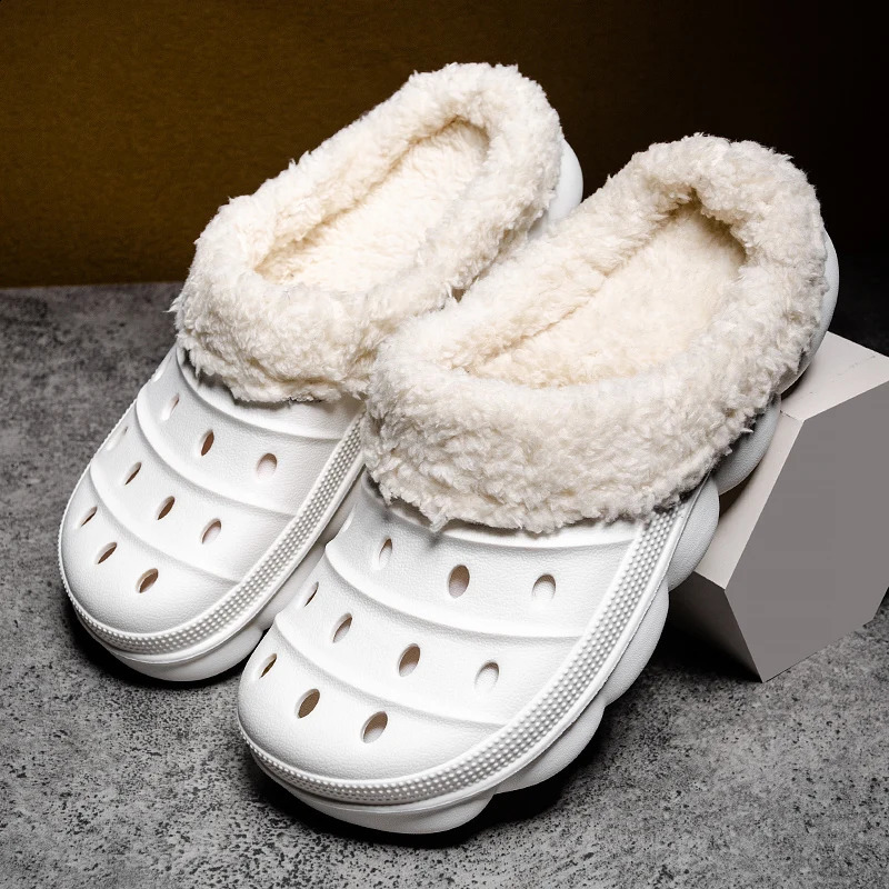 Winter mens and womens warm fur slider unisex comfortable indoor cotton shoes mens casual plush slider fur Clogs 45 240909
