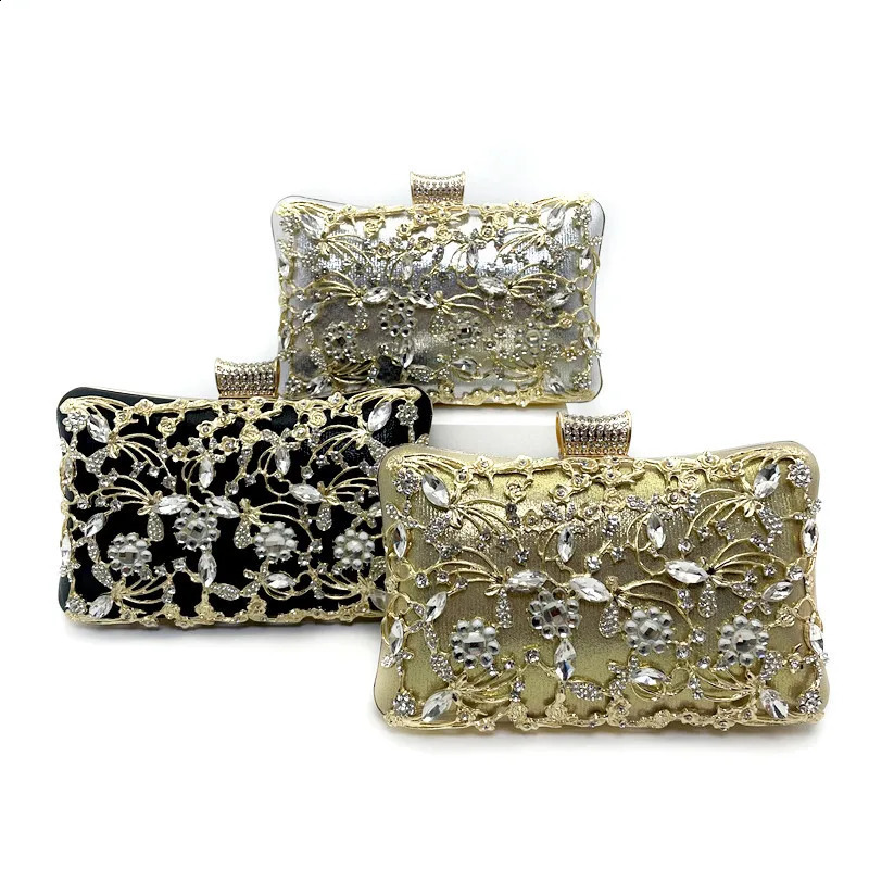 Sparkling and sparkling evening bag rhinestone hard surface box elegant womens wedding shoulder banquet y wallet 240910