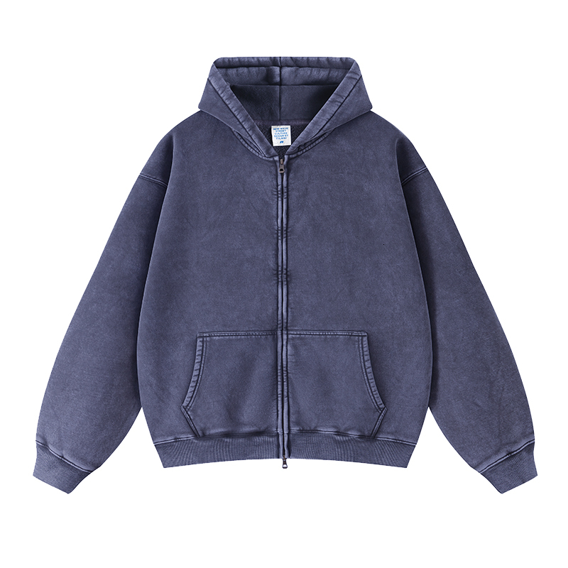 Men's Hoodies Sweatshirts Wholesale streetwear heavyweight oversized hoodie no string zip up hoodie vintage acid wash mens hoodie z241026