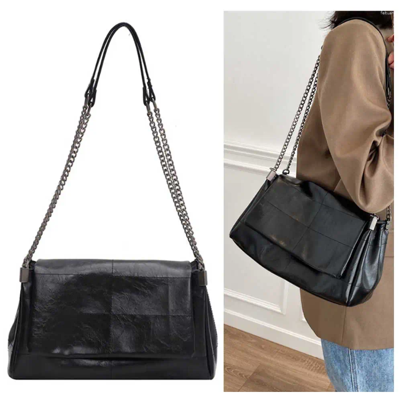 2025 NEW Drawstring PU Leather Fashion Sg Bag Large Capacity Women Crossbody Adjustable Strap Solid Color Tote Chain Travel Bags zhanyishengli