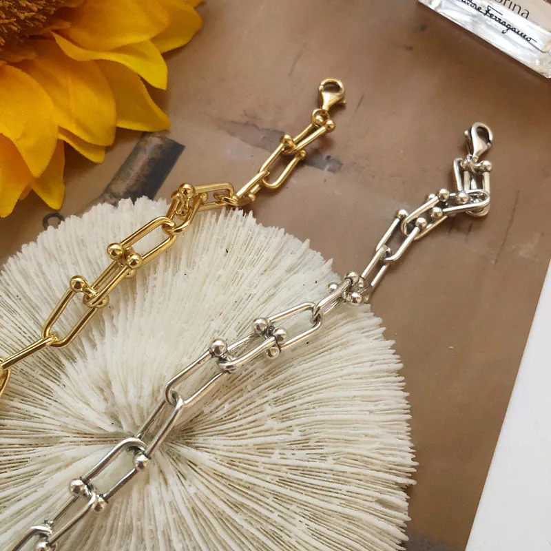Real 925 sterling silver chain womens retro handmade buckle adjustable bracelet party jewelry gift Jklfjda 240910 - view 4