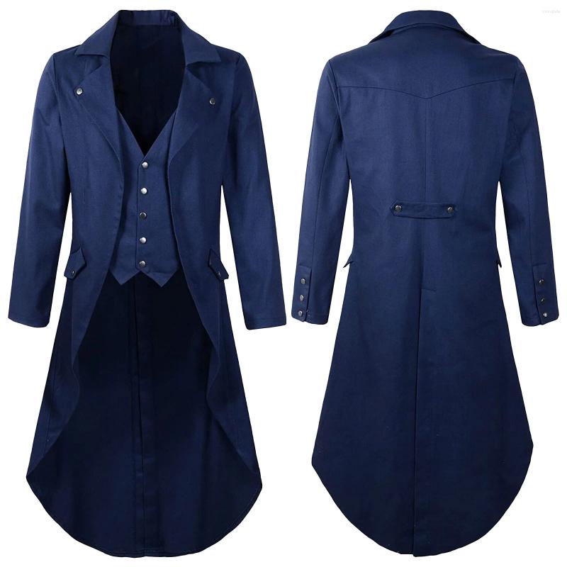 Men's Trench Coats Mens Gothic Tailcoat Jacket Vintage Steampunk Victorian Frock Coat Uniform Medieval Renaissance Vampire Jackets Slim