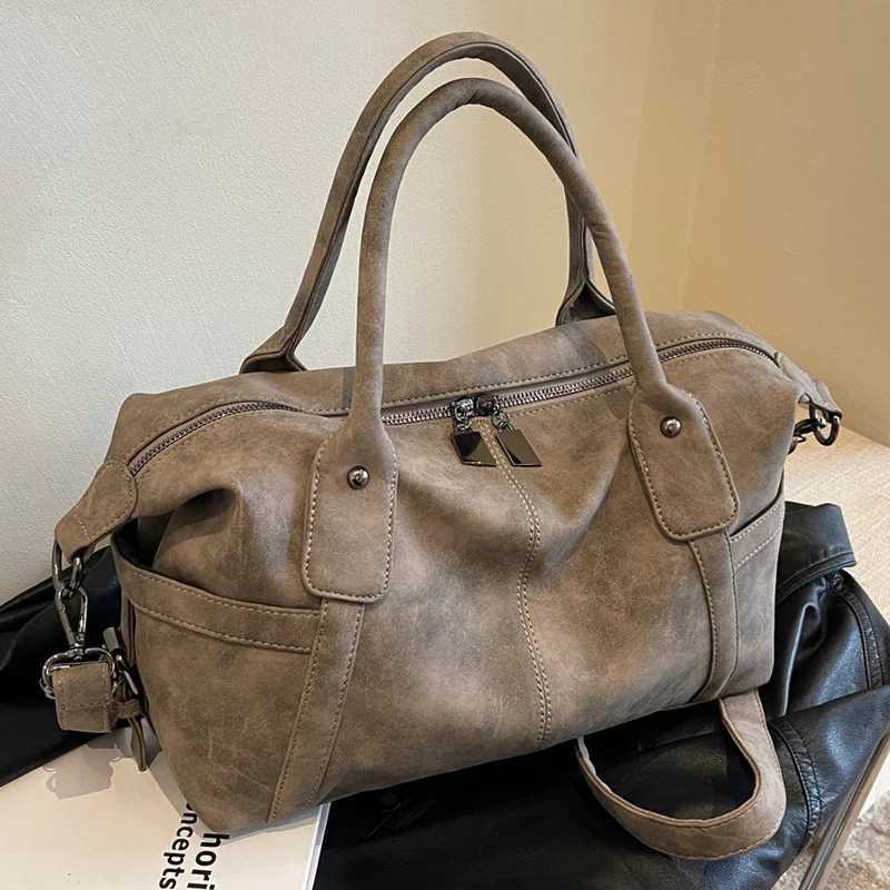 Maillard Khaki Suede Handbag for Women Large Quality Nubuck Leather Female Retro Crossbody Bag Ladies Big Commuter Shoulder Bags 240910