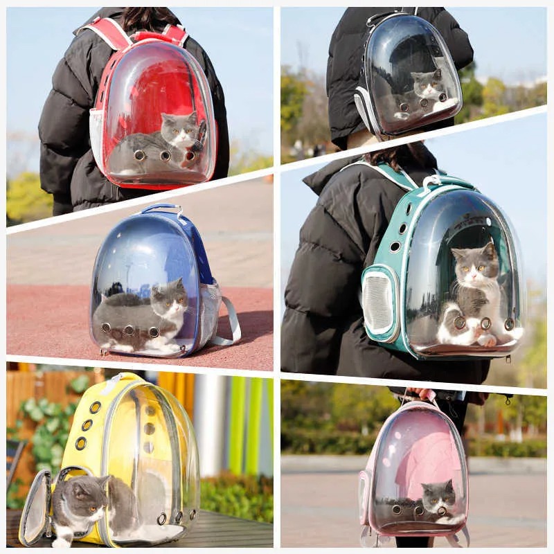 New Cat Carrying Pet Breathable Portable Transparent Backpack Puppy Dog Transport Carrier Space Capsule Bag Pets