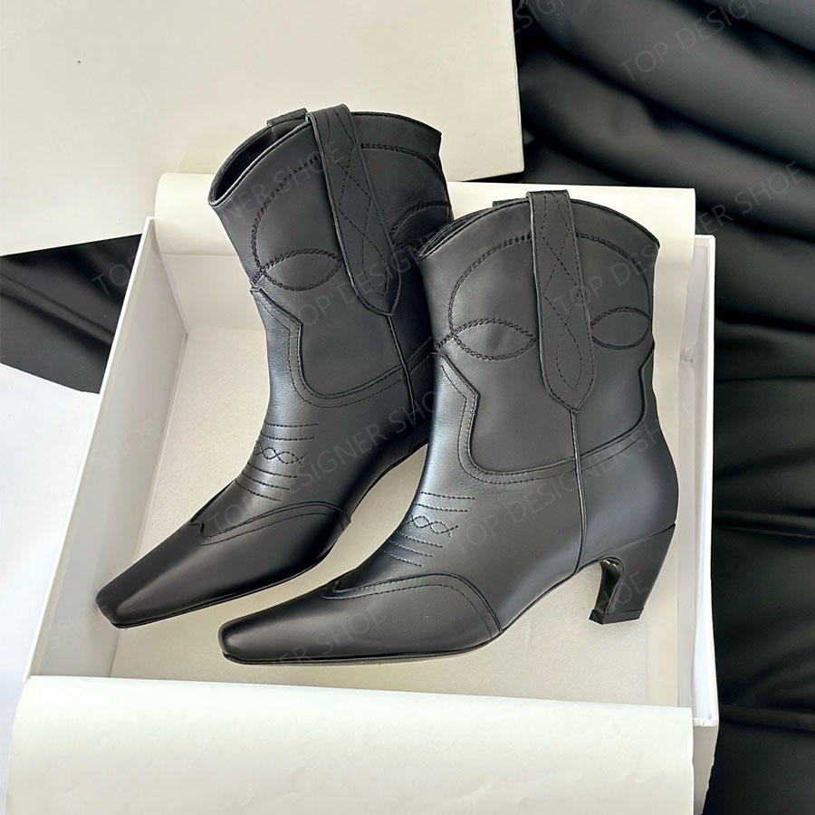 Designer shoes minimalism khaite boots square-toed Suede brown ankle low-heels Fashion Knight Boots Western for womens designer boots Factory footwear