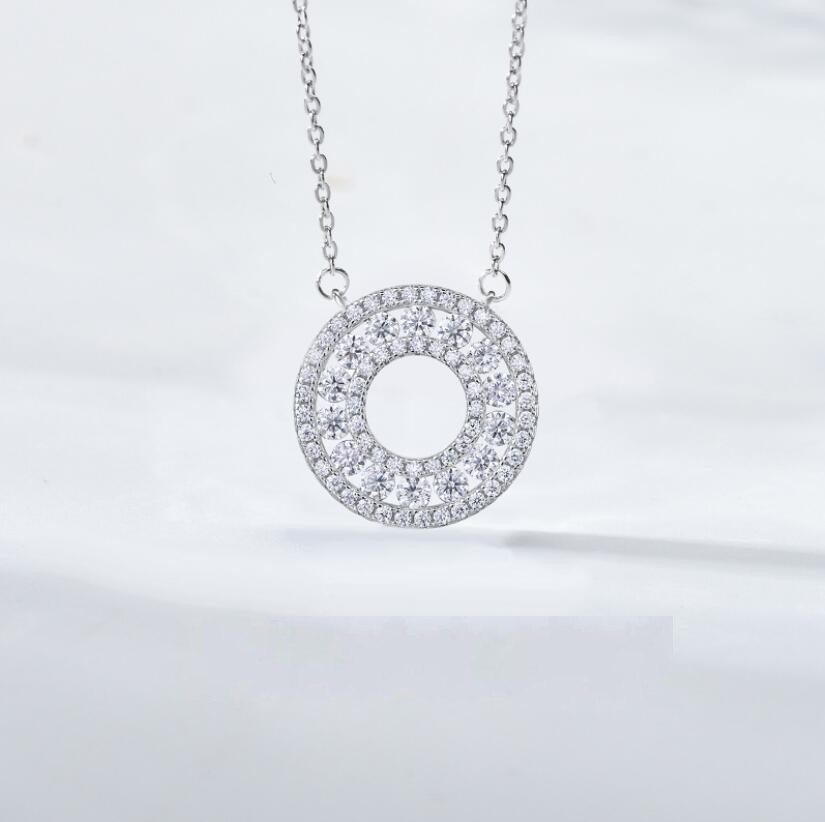 Sterg Sier Moissanite Dia Eternity Necklace for Women - Real Sier, Round Cut, White, Clavicle Chain