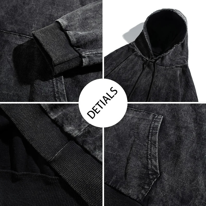 Tie dye wear hoodie mens sportswear womens autumn retro dark gray jacket prefabricated street hoodie unisex Harajuku Gothic shirt 240909