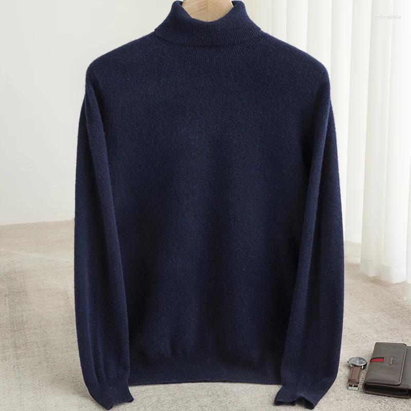 Men's Sweaters Men Sweater Turtleneck Knitted Pullover Cashmere Warm Solid Color Clothes Business Bottoming Tops Autumn Winter