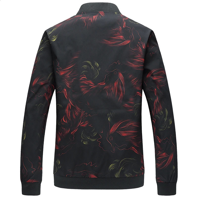 Spring Mens Floral Printed Jacket with Open Zipper Fashionable Bomber Jacket Mens Slim Fit Windproof Jacket Plus Size 240906