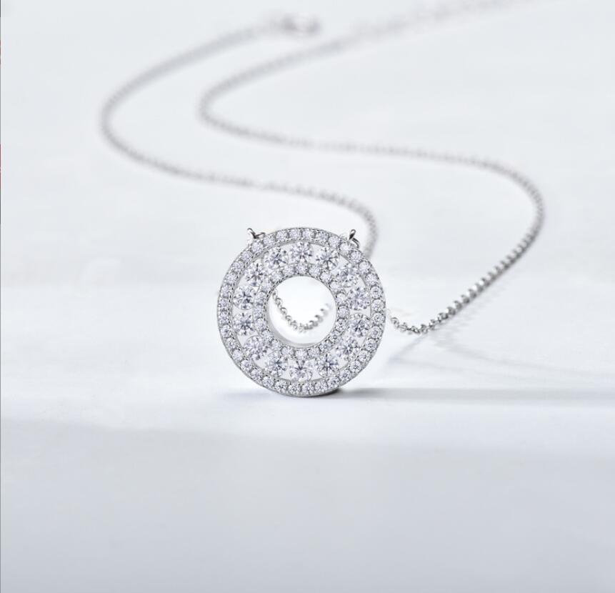Sterg Sier Moissanite Dia Eternity Necklace for Women - Real Sier, Round Cut, White, Clavicle Chain