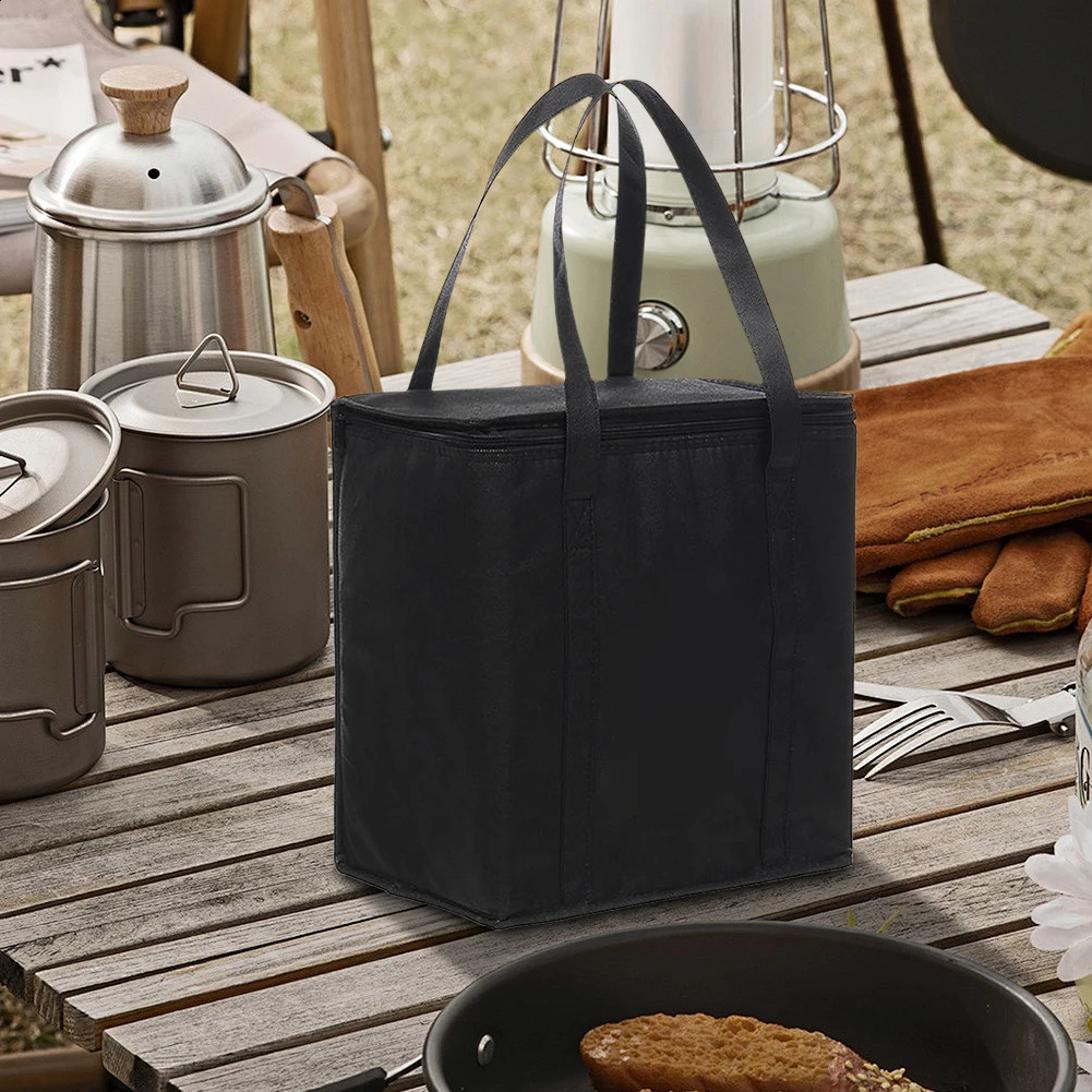 Beverage ice insulated cooling bag car lunch cooler foldable portable zipper freezer 240910