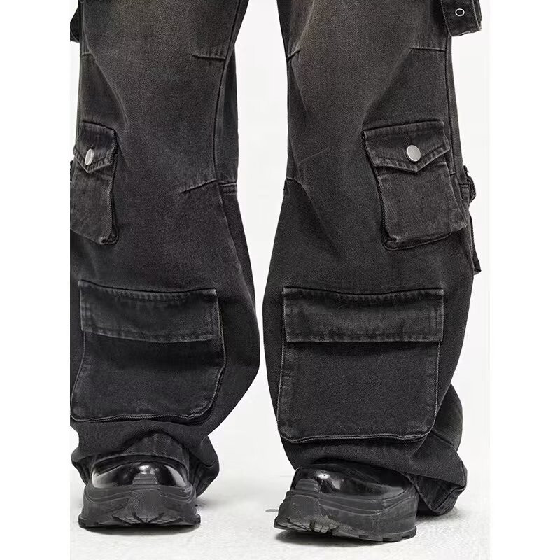 2024 Y2K Streetwear Multiple Pockets Baggy Cargo Jeans Pants For Men Clothing Vintage Loose Women Denim Trousers Pantalon Homme