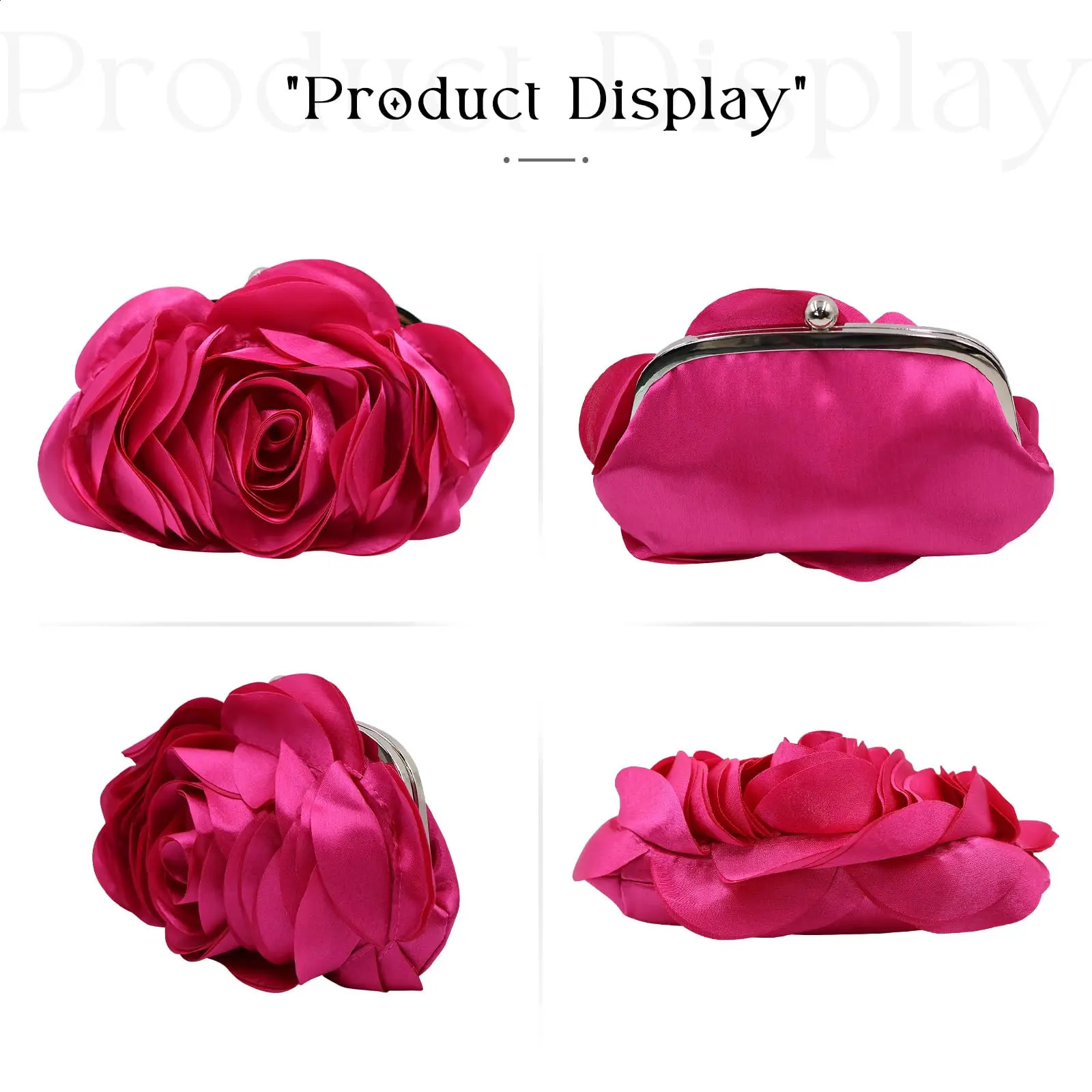 Womens rose clutch bag with detachable chain used for weddings flowers brides small wallets evening bags party handbags womens wedding 240910