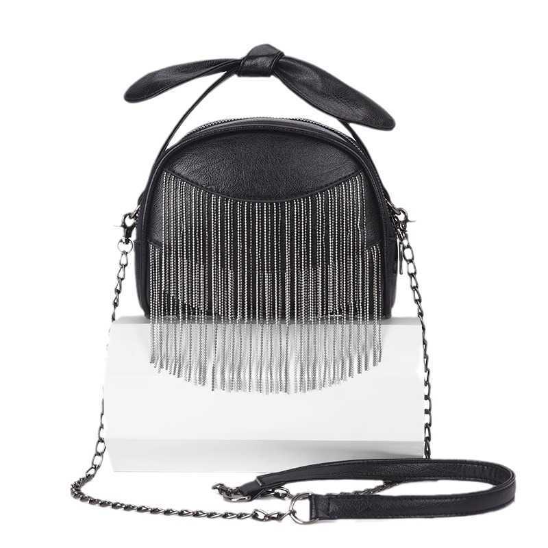 CMM Simple solid color tassel shoulder bag women Korean style trendy brand fashion chain bag PU casual texture crossbody small bag women 240915