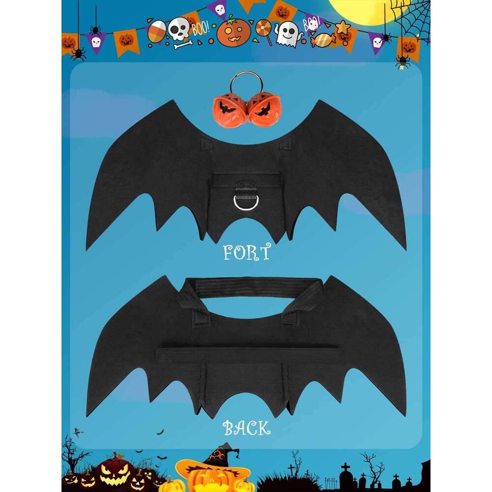 Bat Costume, Cosplay Party Dress Up Large Dog Black Halloween Little Wings Pet Costume Both small dogs cats are suitable