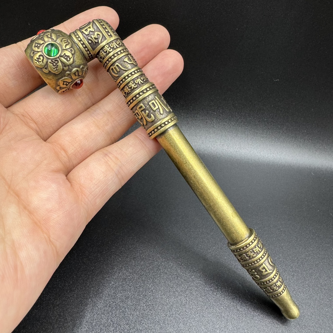 Smoking pipes Pure copper dry tobacco pole brass cigarette bag pot dual purpose filter cigarette holder old style pipe