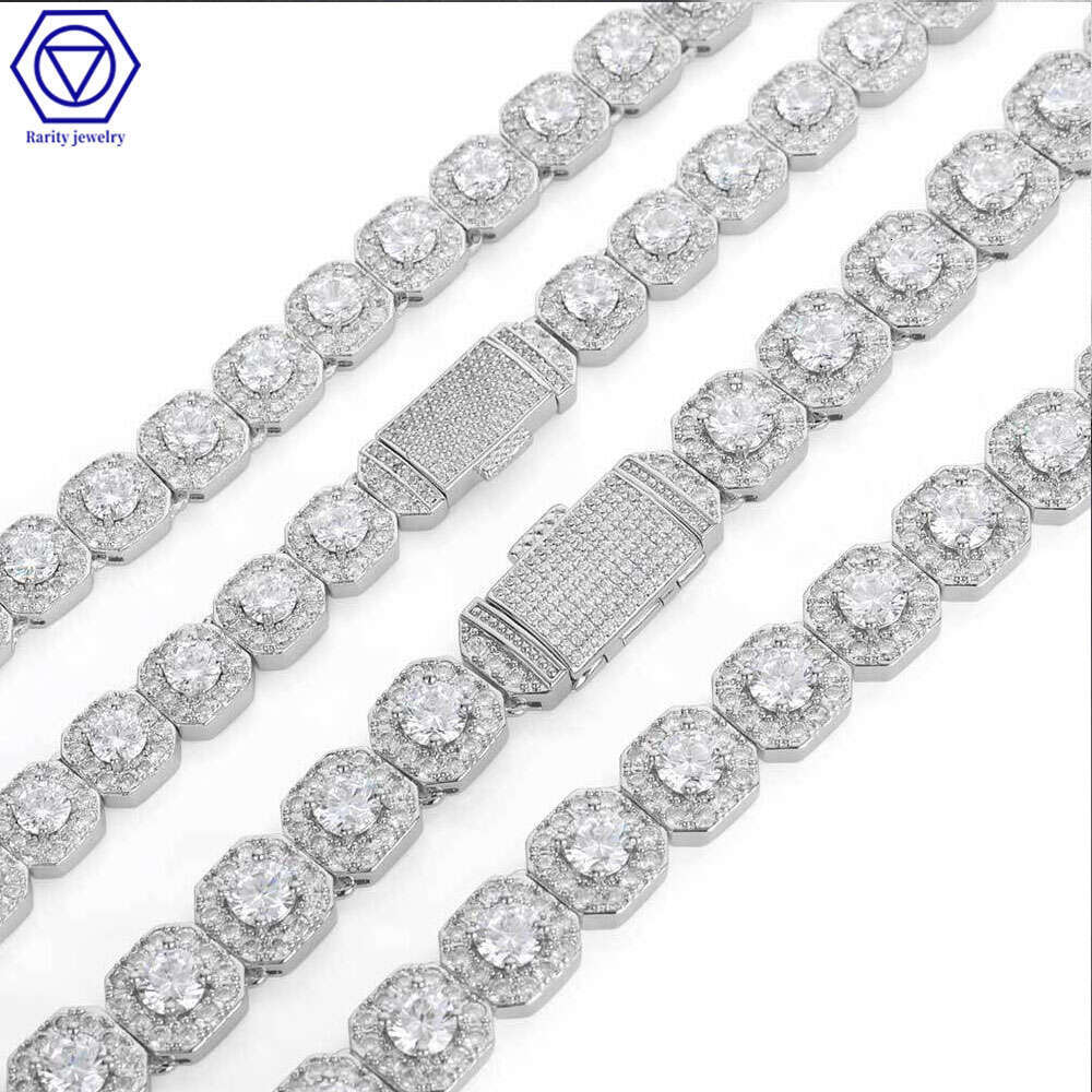 Rarity 10Mm Solid K Moissanite Diamond VVS Vintage Chain Hip-Hop Sterg Sier Cuban Necklaces