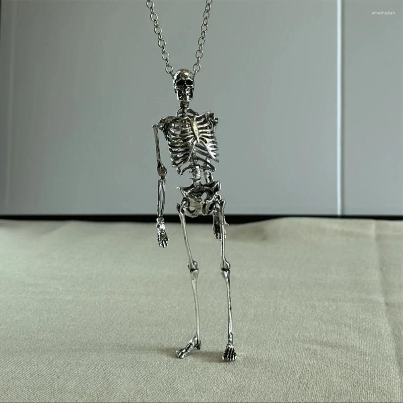 Pendant Necklaces 1pc Oversized Movable Human Skeleton Necklace Suitable For Men's Gothic Punk Style Halloween Hip-hop Jewelry