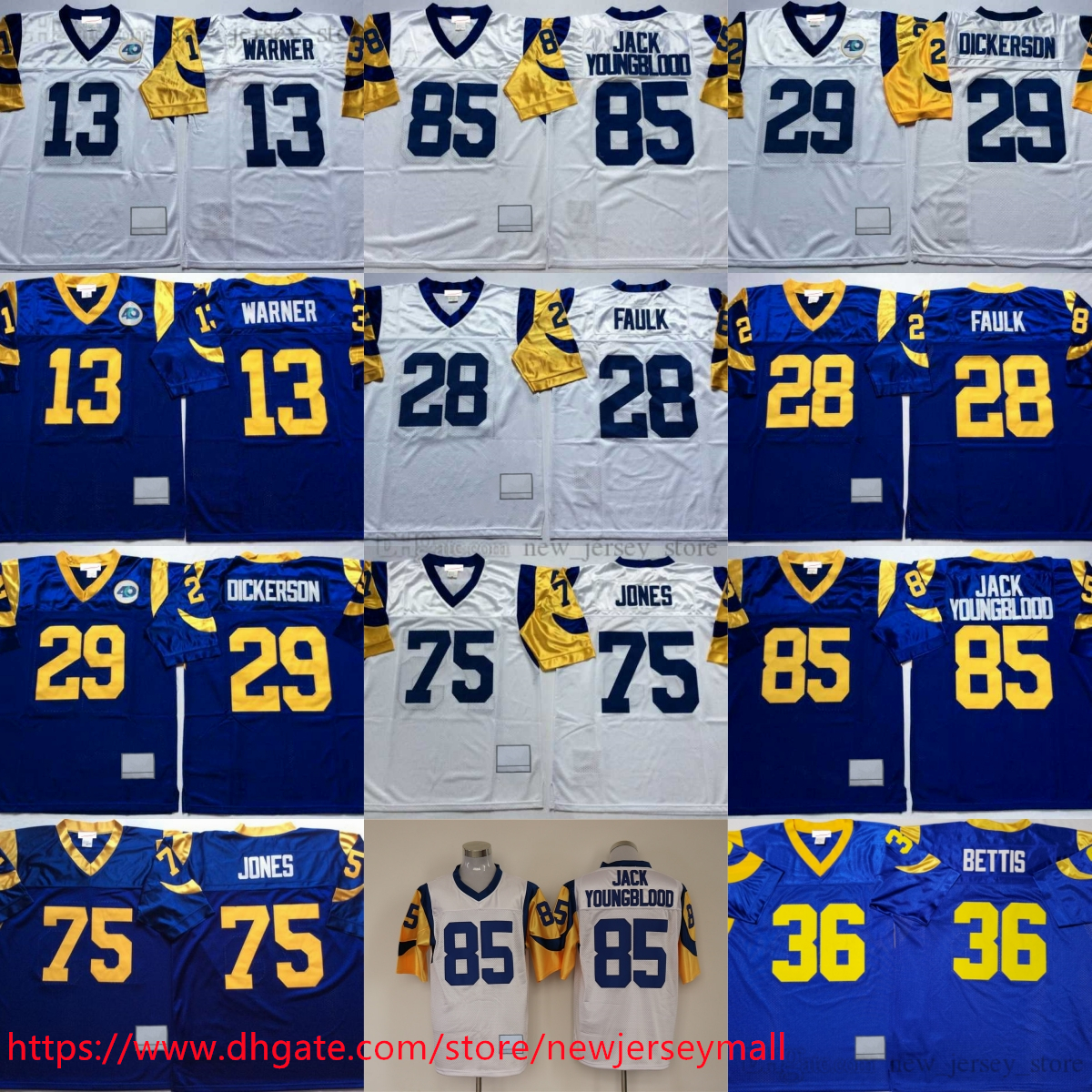 College 1985 Throwback Football 29 Eric Dickerson Jersey Retro Vintage 36 Jerome Bettis Jack Youngblood Marshall Faulk Kurt Warner Deacon Jones Jersey Breathable