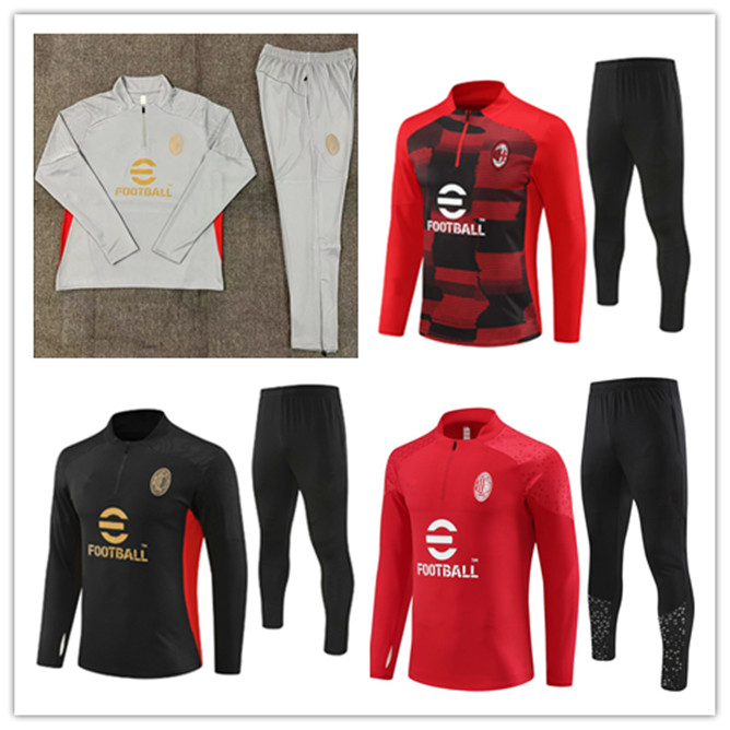 milan AC 2024 soccer tracksuit jerseyS tuta maglia 23 24 AC 25 Milan training suit survetement foot camiseta chandal kit football men and kids uomo calcio maillot
