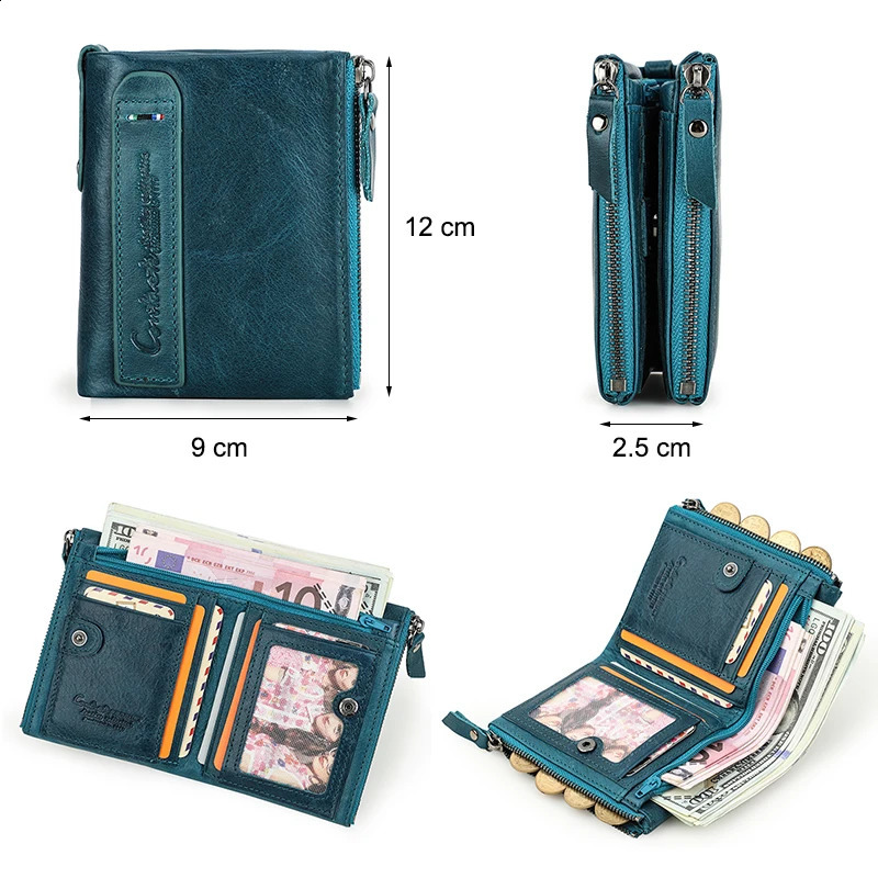 Contacts Name Engage Genuine Leather Wallet Womens Fashion Coin Pocket Mini Money Bag Card Clip Quality 240910