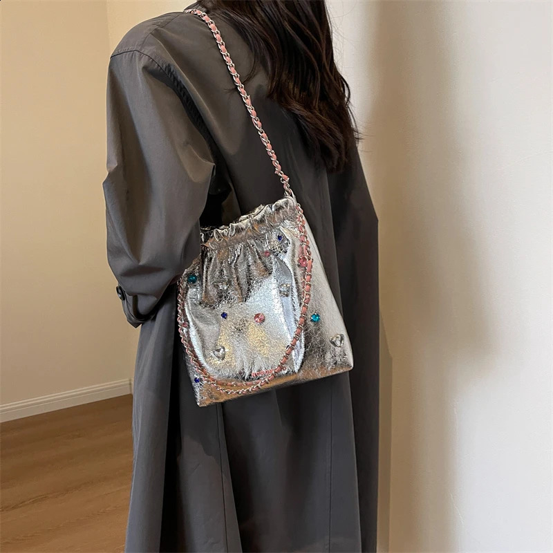 LEFTSIDE Dias Sier Leather Cross Body for Women Korean Fashion Chain Shoulder Bag Handbag 240910 9d39 - view 5