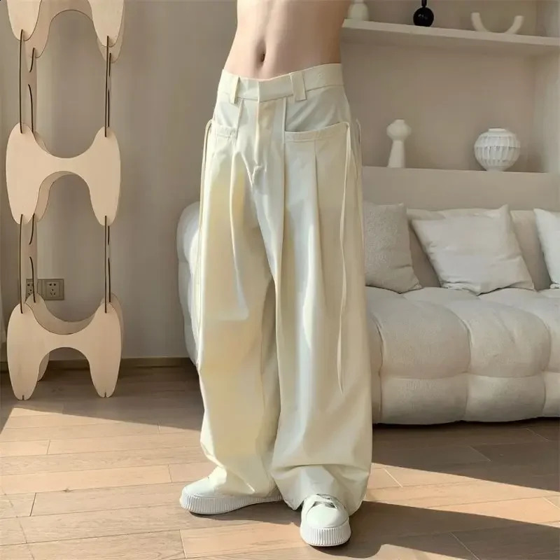 Draped Trousers for Men Plus Big Size Man Suits Pants Fluid Baggy in Dress High Quality Thin Casual Tailoring Clothes Offer 240904
