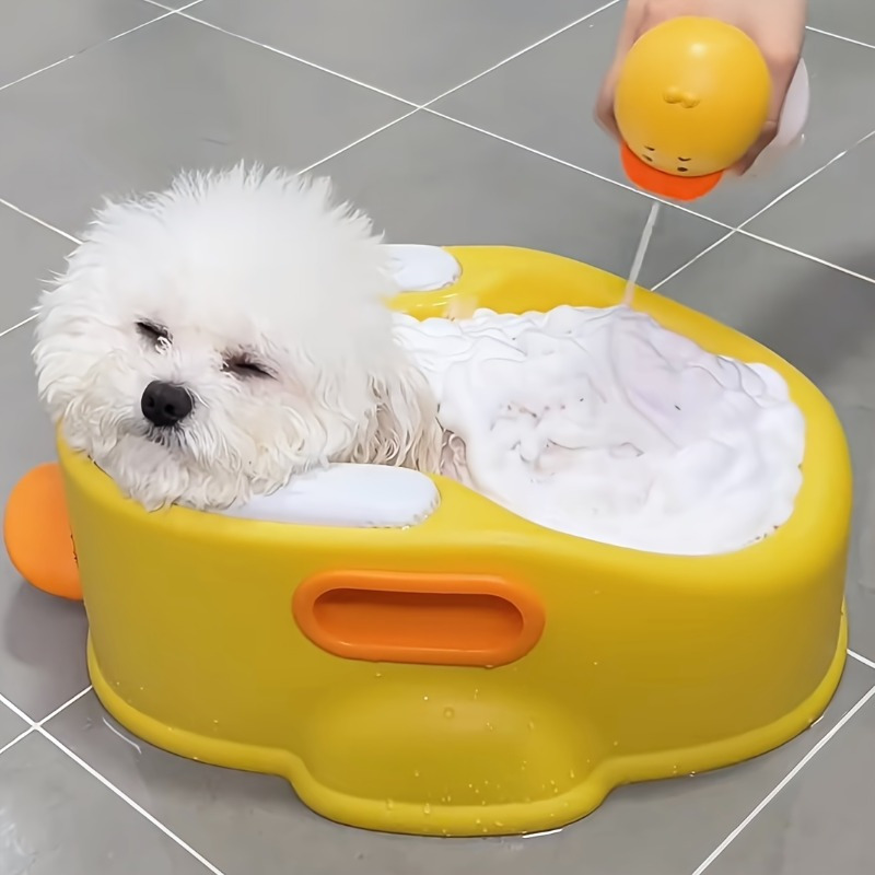 Portable Duck Shaped Pet Bathtub for Dogs Cats Durable PP Material Easy Hang Design pu1245 H4