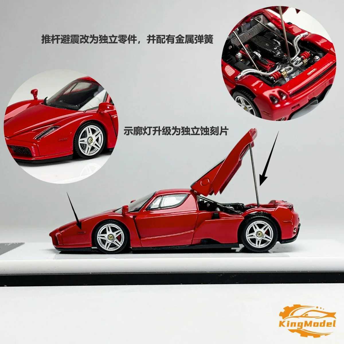 Diecast Model Cars Kingmodel 1 64 ENZO standard red/white die-casting model car T240910