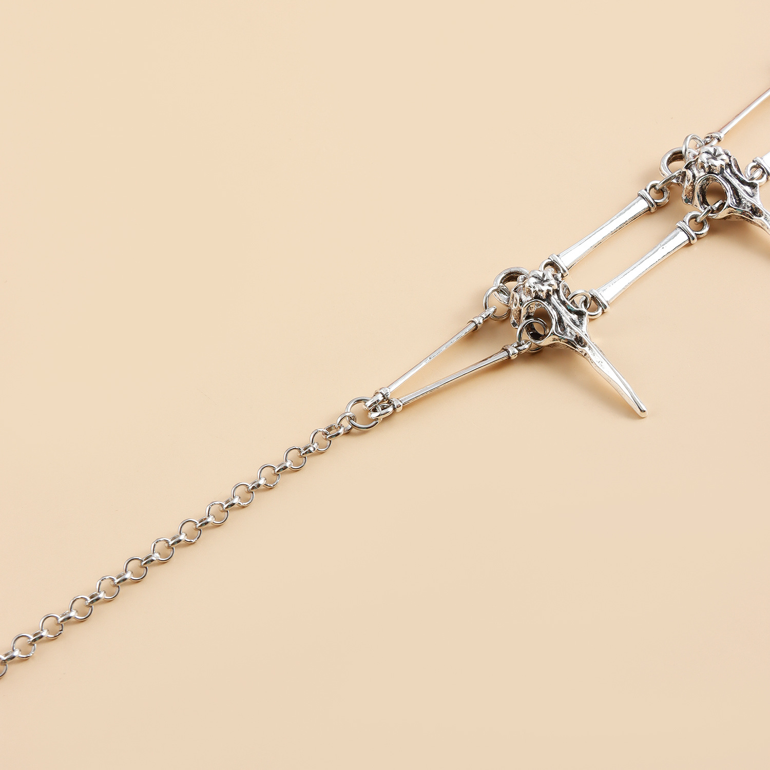 Vintage Gothetic Punk Stainless Steel Choker Jewelry For Women Bird-Headed Skull Necklace for Witches - Evil Skeleton Necklaces Accessory Halloween