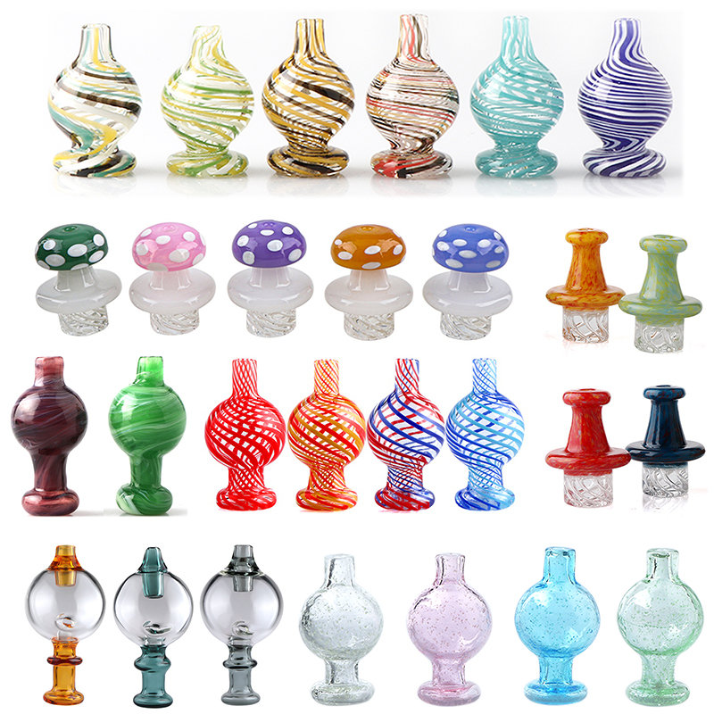 Beracky Smoking Accessories Glass Bubble Carb Cap 25mm/26mm/29mm/30mm OD Heady Colored Caps For Beveled Edge Quartz Banger Nails Water Bongs Dab Rigs