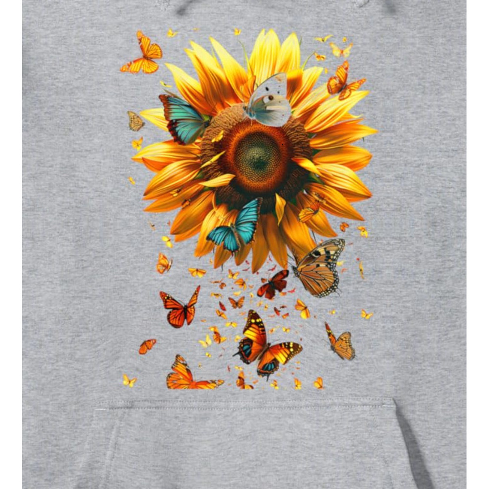 Hoodie for Mens Womens Sunflower Butterfly Nature Lover Gift Idea Pullover Hoodie Graphic Hoodies sweatshirt Pullover Long Sleeve