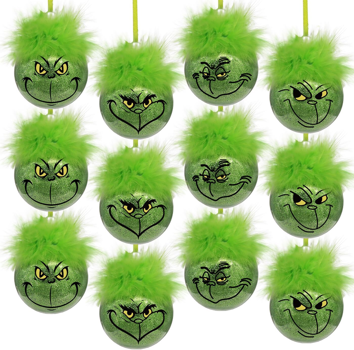Grinch Decorations Indoor 12pcs/set Cute Christmas Tree Ornaments