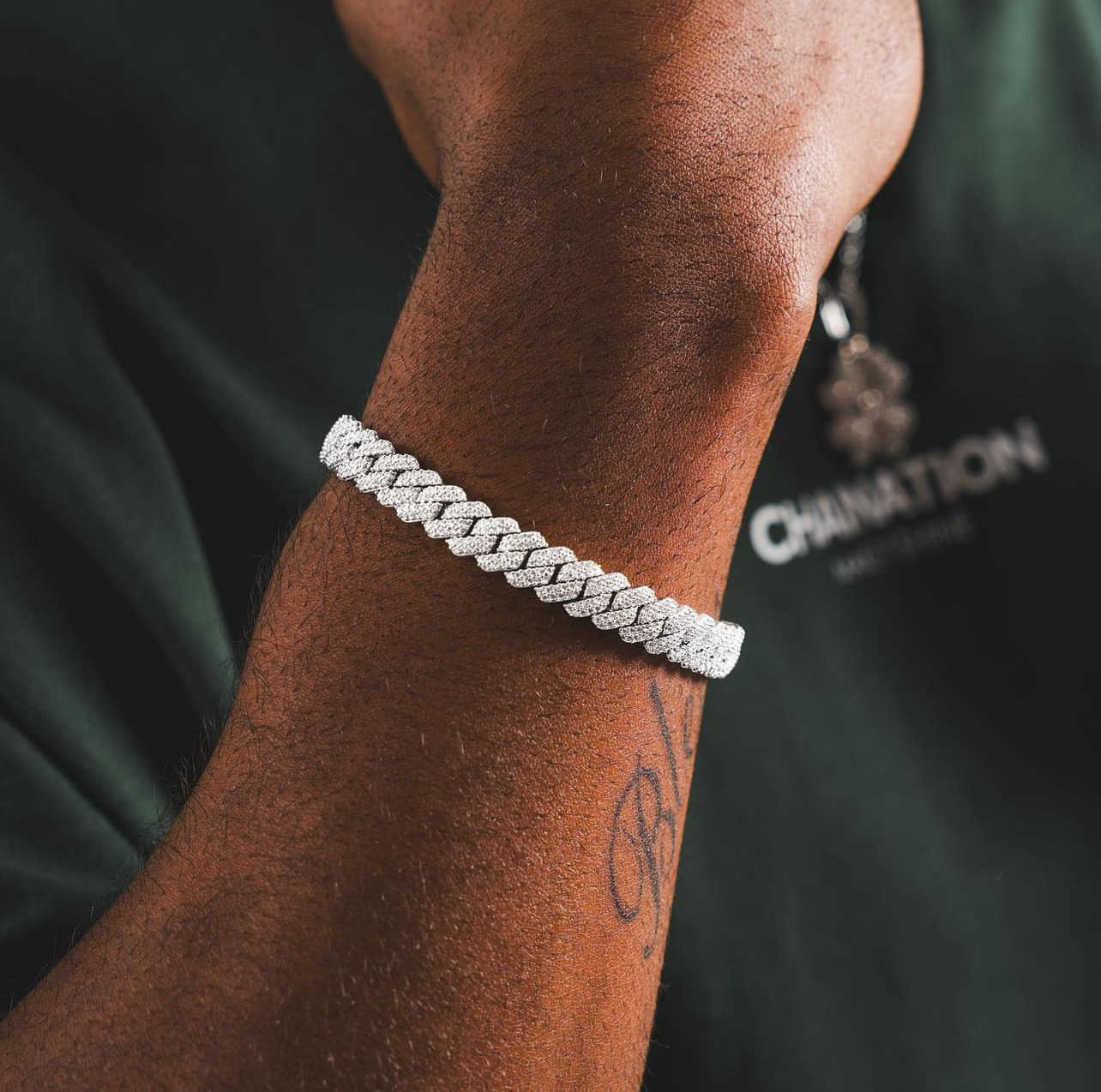 RTS Hot Sale 2rows 8mm-15mm wide Hip Hop S Sier VVS Moissanite Dia Cuban Bracelet For Men