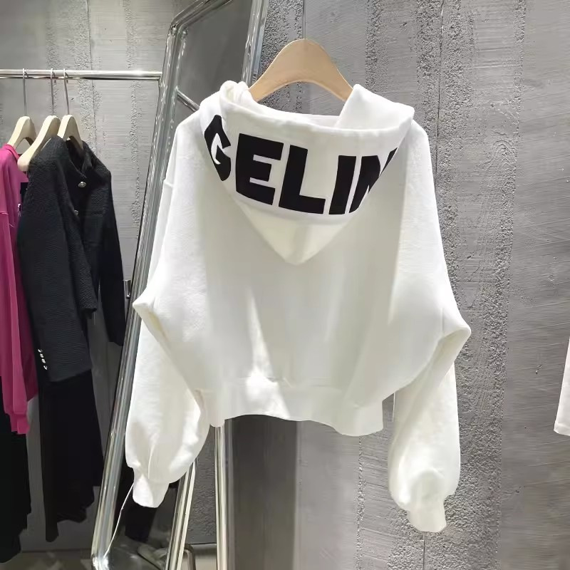 Women's Hoodies & Sweatshirts Designer Elastic Cuff Women Jacket Loose Short Hoodie Letter Print Zip Hooded
