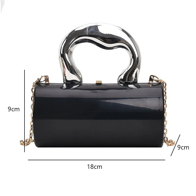 Womens handbag party clutch fashionable cylinder mini evening wallet cross body shoulder bag gold box 240910